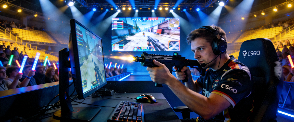 CS:GO Major锦标赛决赛现场 - 职业选手全神贯注进行瞄准射击